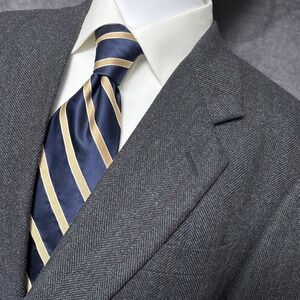 Vintage Austin Manor Sport Coat 42L Gray Herringbone Wool Tweed Blazer 42XL